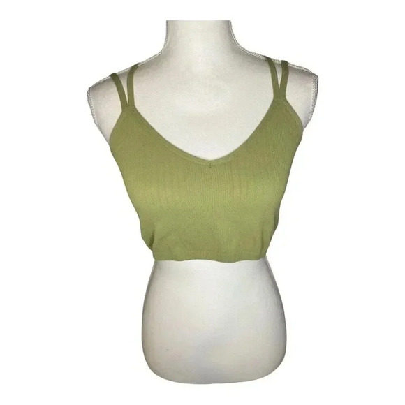 Aerie Size Large Green Seamless Strappy Longline Bralette - Picture 1 of 4